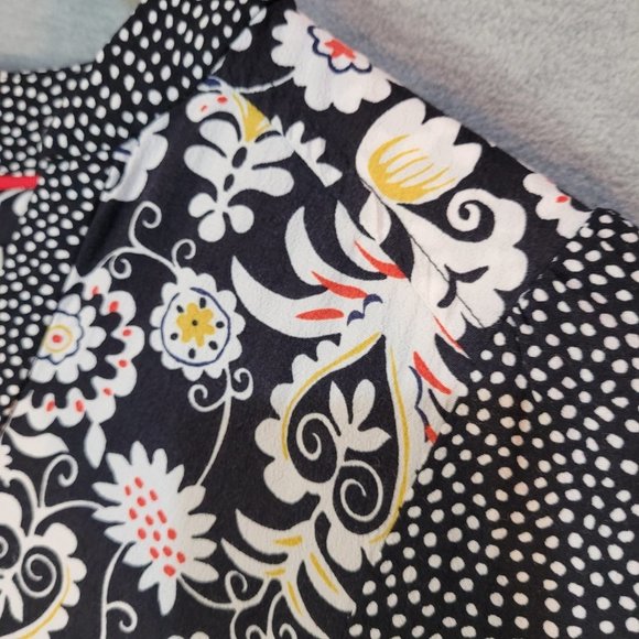 Boden Tunic Dress Womens 2 R 3/4 Sleeve Black Floral Polka Dot - Picture 8 of 16